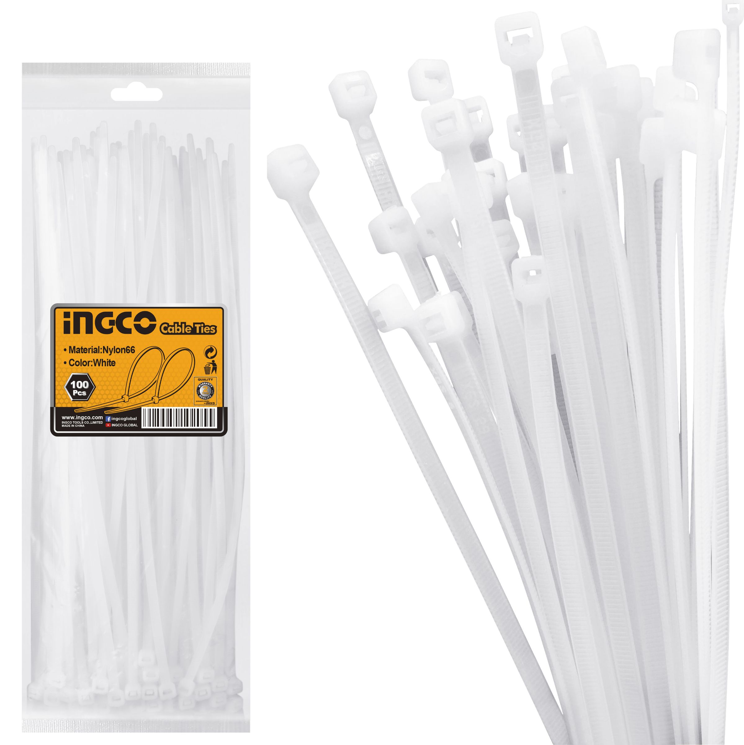 Picture of 100 Pcs Cable Ties: 100MM (White)