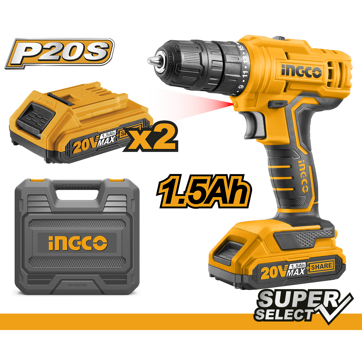 Lithium Ion Cordless Drill 45NM With 2PCS Battery Pack