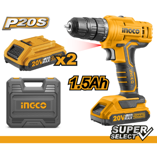 Lithium Ion Cordless Drill 45NM With 2PCS Battery Pack