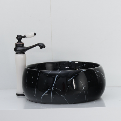 Picture of TOYO: Art Basin 410X410X170MM: Black Marble Glossy