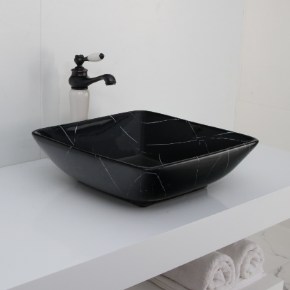 Picture of TOYO: Art Basin 410X410X130MM: Black Marble Glossy