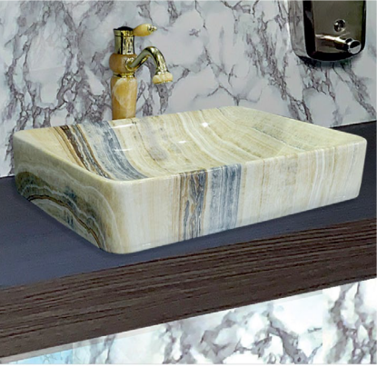 Picture of TOYO: Art Basin 610X410X130MM: Brown & Yellow Onyx