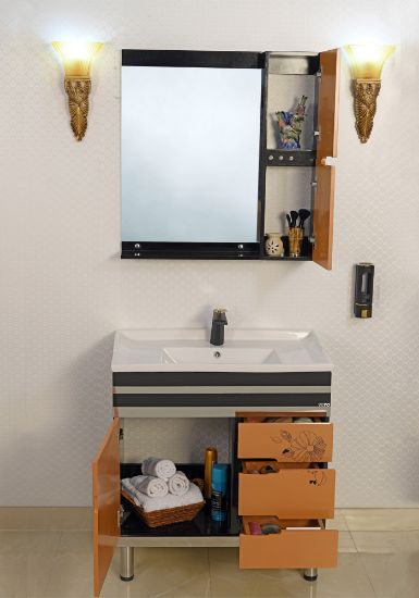 Picture of TOYO: Bathroom Vanity 810X470MM: Black & Safron