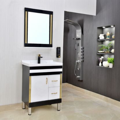 Picture of TOYO: Bathroom Vanity 610X460MM: White, Black & Golden