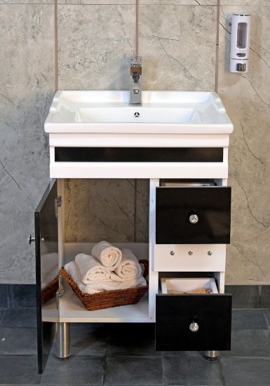 Picture of TOYO: Bathroom Vanity 610X460MM: Black & White Plain